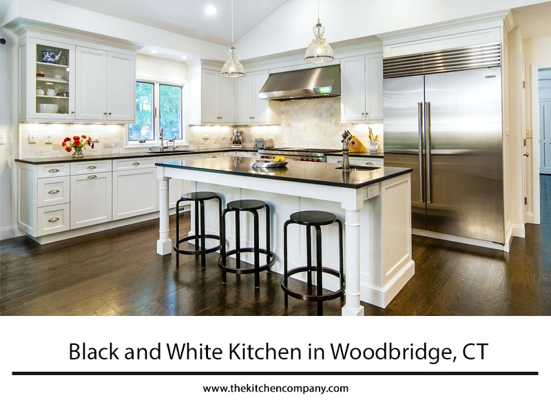 black and white kitchen in Woodbridge, CT